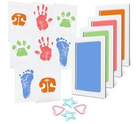 MengNi Kit de impresión de huella de bebé con 4 almohadillas de tinta y 8 tarjetas de impresión