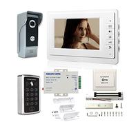 MENGQI-CONTROL Sistemas de intercomunicación LCD de 7 pulgadas para puerta de video a través de contraseña, puerta abierta, bloqueo electrónico de 600 libras, control de acceso y unidad de