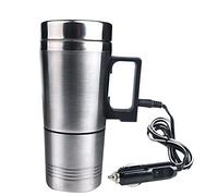 Mengshen 12V Car Heating Taza Water Heater Mug Heating Cup Coffee Cup Acero Inoxidable Electric Kettle Heated Stainless Steel Cigarette Lighter with Charger, CA03