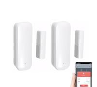 Mengshen 2 Pack Sensor Ventana WiFi Sensor Contacto Inteligente Alertas Aplicaciones Seguridad Hogar Funciona Dispositivos Tuya Smart Life Compatible con Alexa Google Home