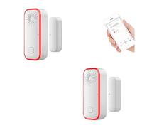Mengshen Pack 2 Alarma Sensor Puerta WiFi 100dB Sirena Luz Estroboscópica Control App Alerta Entrada para Seguridad Hogar Puerta Ventana Armario Caja Fuerte Alarma Retardada