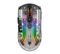 Mengshen Ratón inalámbrico Transparente, Recargable con retroiluminación RGB de Colores 5 Niveles dpi Silent Click Cómodo para PC Ordenador Portátil Esports (Negro)
