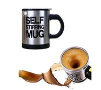 Mengshen Self Stirring Mug Travel Coffee Cup Tazas Kettle Mixer Shaker Steel Stainless 400ml, MS-A004A Black