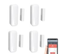 Mengshen Sensor de Puerta y Ventana WiFi Inteligente, 4 Pack | No se Requiere Concentrador, Sensor Contacto Inalámbrico, Seguridad Hogar