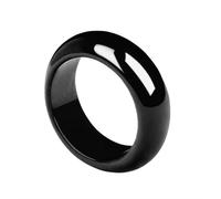 Mengsiy Anillo de Jade negro de jadeíta Natural para hombres y mujeres, joyería de buena suerte, anillo Simple de banda de Jade de piedra Real(21mm)