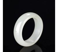 Mengsiy Anillo de Jasper Natural clásico Anillo Jade Jade Suet Grado Blanco Jasper espinaca Spinach Blancos Jade Anillo for Hombres y Mujeres (Color : 21mm)