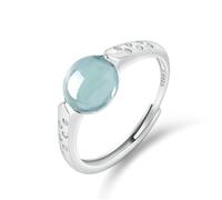 Mengsiy Anillos de jade verde natural mujer, anillo de piedras preciosas retro de plata de ley S925, anillo abierto ajustable hecho a mano, joyería