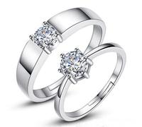 Mengsiy Exquisito par de Anillos de Color Plateado for Mujeres y Hombres, Pareja Ajustable, Compromiso, Regalo de Boda, Accesorios de joyería (Color : 30)