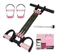 Mengudig Banda de resistencia para pedal con mango y guía de vídeo, ajustable de 20 a 60 kg, 3 bandas | para abdominales, piernas, glúteos y entrenamiento de rehabilitación en casa
