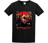 MENGWANJIA Accept Russian Roulette - Camiseta de manga corta con cuello redondo para hombre, Negro, XL