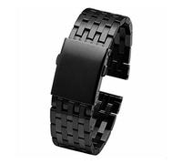 MENGXIU 22 mm 24 mm 26 mm 28 mm 30 mm Reloj de acero inoxidable Correa de banda de plata pulida for hombre Pulsera de reloj de reloj de reemplazo de lujo(Black 7,22mm)