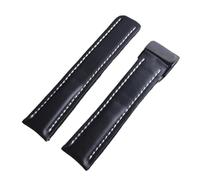 MENGXIU Cinta de reloj de reloj de cuero genuino liso negro de 22 mm 24mm compatible con breitling Avenger/Navitimer Belt(42,22mm)