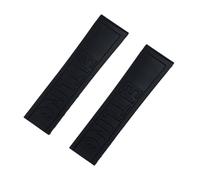 MENGXIU MENGKE 20mm 22mm 24mm negro azul rojo pulsera amarillo silicona goma reloj de reloj hebilla inoxidable ajuste for Navitimer/Avenger/Breitling Strap(Black,BRIGHT BLACK BUCKLE_22MM)