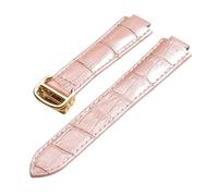 MENGXIU MENGKE Adecuado For La Serie De Interfaz Convexa Compatible Con Accesorios De Relojes Cartier 14 Mm 16 Mm 18 Mm 20 Mm 22 Mm Correa De Cuero Con Cierre Desplegable(Pink gold buckle,18x11mm)
