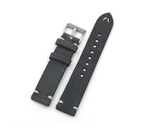 MENGXIU MENGKE Banda de correa de reloj de cuero de gamuza 18 mm 20 mm 22 mm 24 mm Café marrón relojes de relojes Hecho a mano Pulsera de reemplazo(Drak gray,18mm)