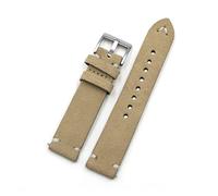 MENGXIU MENGKE Banda de correa de reloj de cuero de gamuza 18 mm 20 mm 22 mm 24 mm Café marrón relojes de relojes Hecho a mano Pulsera de reemplazo(Beige,20mm)