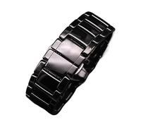 MENGXIU MENGKE Correa De Acero Inoxidable De Cerámica De 22mm Y 24mm Compatible Con Reloj Armani Modelo AR1452 AR1451, Correa De Reloj Negra Mate, Accesorios De Pulsera(Polished black,24mmfor AR1451)