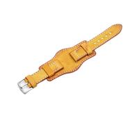 MENGXIU MENGKE Correa de cuero Bund for reloj de hombre, pulsera de cuero de 20mm, 22mm y 24mm, Color amarillo, azul, negro, verde y rojo(Yellow,24mm)