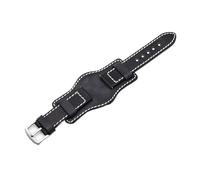 MENGXIU MENGKE Correa de cuero Bund for reloj de hombre, pulsera de cuero de 20mm, 22mm y 24mm, Color amarillo, azul, negro, verde y rojo(Black,20mm)