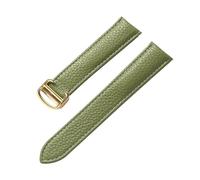 MENGXIU MENGKE Correa De Cuero Suave Con Guijarros Compatible Con Cartier Tank Solo London Cierre Plegable 14mm 16mm 18mm 20mm 22mm Accesorios For Relojes(Olive green gold,14mm)