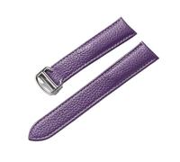 MENGXIU MENGKE Correa De Cuero Suave Con Guijarros Compatible Con Cartier Tank Solo London Cierre Plegable 14mm 16mm 18mm 20mm 22mm Accesorios For Relojes(Violets,17mm)