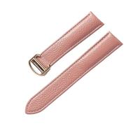 MENGXIU MENGKE Correa De Cuero Suave Con Guijarros Compatible Con Cartier Tank Solo London Cierre Plegable 14mm 16mm 18mm 20mm 22mm Accesorios For Relojes(Lotus root roses,22mm)