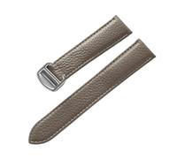 MENGXIU MENGKE Correa De Cuero Suave Con Guijarros Compatible Con Cartier Tank Solo London Cierre Plegable 14mm 16mm 18mm 20mm 22mm Accesorios For Relojes(Elephant Grey,22mm)