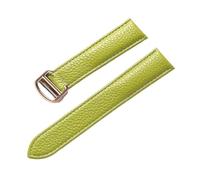 MENGXIU MENGKE Correa De Cuero Suave Con Guijarros Compatible Con Cartier Tank Solo London Cierre Plegable 14mm 16mm 18mm 20mm 22mm Accesorios For Relojes(Light green rose,15mm)
