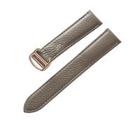 MENGXIU MENGKE Correa De Cuero Suave Con Guijarros Compatible Con Cartier Tank Solo London Cierre Plegable 14mm 16mm 18mm 20mm 22mm Accesorios For Relojes(Elephant Grey Rose,17mm)