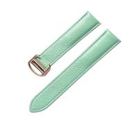 MENGXIU MENGKE Correa De Cuero Suave Con Guijarros Compatible Con Cartier Tank Solo London Cierre Plegable 14mm 16mm 18mm 20mm 22mm Accesorios For Relojes(Light blue rose,14mm)