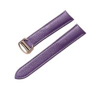 MENGXIU MENGKE Correa De Cuero Suave Con Guijarros Compatible Con Cartier Tank Solo London Cierre Plegable 14mm 16mm 18mm 20mm 22mm Accesorios For Relojes(Violet Rose Buckle,15mm)