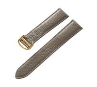 MENGXIU MENGKE Correa De Cuero Suave Con Guijarros Compatible Con Cartier Tank Solo London Cierre Plegable 14mm 16mm 18mm 20mm 22mm Accesorios For Relojes(Elephant Grey Gold,17mm)