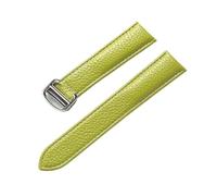 MENGXIU MENGKE Correa De Cuero Suave Con Guijarros Compatible Con Cartier Tank Solo London Cierre Plegable 14mm 16mm 18mm 20mm 22mm Accesorios For Relojes(Light green,17mm)
