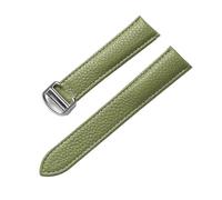 MENGXIU MENGKE Correa De Cuero Suave Con Guijarros Compatible Con Cartier Tank Solo London Cierre Plegable 14mm 16mm 18mm 20mm 22mm Accesorios For Relojes(Olive green,17mm)