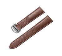 MENGXIU MENGKE Correa De Cuero Suave Con Guijarros Compatible Con Cartier Tank Solo London Cierre Plegable 14mm 16mm 18mm 20mm 22mm Accesorios For Relojes(Dark brown,18mm)