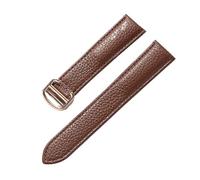 MENGXIU MENGKE Correa De Cuero Suave Con Guijarros Compatible Con Cartier Tank Solo London Cierre Plegable 14mm 16mm 18mm 20mm 22mm Accesorios For Relojes(Dark brown rose,15mm)