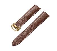 MENGXIU MENGKE Correa De Cuero Suave Con Guijarros Compatible Con Cartier Tank Solo London Cierre Plegable 14mm 16mm 18mm 20mm 22mm Accesorios For Relojes(Dark brown gold,22mm)
