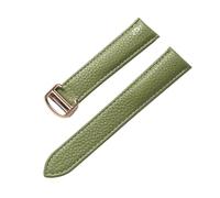 MENGXIU MENGKE Correa De Cuero Suave Con Guijarros Compatible Con Cartier Tank Solo London Cierre Plegable 14mm 16mm 18mm 20mm 22mm Accesorios For Relojes(Olive green rose,16mm)