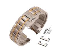 MENGXIU MENGKE Correa De Reloj De Acero Inoxidable, Correa De Reloj De Pulsera De Metal Con Extremo Curvo, 14mm, 15mm, 16mm, 17mm, 18mm, 19mm, 20mm, 21mm, 22mm, 23mm Y 24mm(Gold Stripe,14mm)