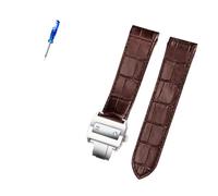 MENGXIU MENGKE Correa De Reloj De Cuero De Adecuada Compatible Con Cartier Santos Correa Santos 100 Correa De Hebilla Plegable For Hombres Y Mujeres 20 Mm 23 Mm(Brown silver Buckle,23mm)