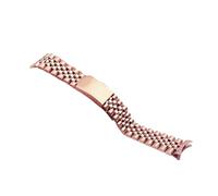 MENGXIU MENGKE Correa De Reloj De Lujo 13/17/18/19/20/21/22mm Pulsera De Metal Con Extremo Curvo Compatible Con Rolex DATEJUST Correa De Acero Inoxidable Accesorios For Relojes(Rose Gold,21mm)