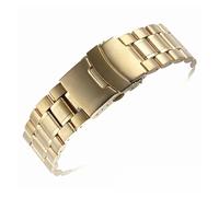 MENGXIU MENGKE Correa De Reloj Sólida De Acero Inoxidable De 18/20/22/24mm, Pulsera De Acero con Extremo Recto/Arco, Hebilla Plegable, Correa De Repuesto For Reloj(Straight End Gold_18mm)