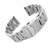 MENGXIU MENGKE Correa De Reloj Sólida De Acero Inoxidable De 18/20/22/24mm, Pulsera De Acero con Extremo Recto/Arco, Hebilla Plegable, Correa De Repuesto For Reloj(Straight End Silver_24mm)