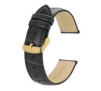 MENGXIU MENGKE Correas De Reloj De Piel De Cocodrilo En Relieve, 18mm, 20mm, 22mm, 24mm, Correas De Reloj De Piel De Vaca Auténtica, Repuesto De Pulseras(Black Grey-Gold,22mm)