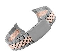 MENGXIU MENGKE CUVED STRIN FING Compatible With ROLEX Datejust Mire la banda de la pulsera de la banda de acero inoxidable sólido 13 mm 17 mm 18 mm 19 mm 20 mm 21mm 22mm banda(Silver rose gold,17mm)