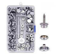 MENGXIU MENGKE Lona de Acero Inoxidable de 150 Piezas de Acero Inoxidable Lona de Lona y tapicería Cubierta de Botones for Botones Kit de Cierre de botón de 10 mm Snaps con Herramienta(100pcs)