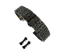 MENGXIU MENGKE Pulsera de la banda de reloj de metal de acero inoxidable 12 mm 14 mm 16 mm 18 mm 20 mm 22 mm 24 mm de reloj de muñeca de 24 mm con interfaz de arco hueco(Black,20mm)