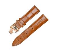 MENGXIU MENGKE Reloj de cuero genuino Banda de correa de mariposa Cierre de mariposa 12 mm 14mm 16mm 18mm 19mm 20mm 21mm 22mm 23mm 24mm pulsera(Light brown rose g,22mm)