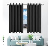 MENGXUAN Cortina para Ventana Dormitorio Visillos 270 x 185 cm Poliéster, 100% Blackout con Ojales Cortina Habitacion Opaca Termica per Camera da Letto e Soggiorno, Negro
