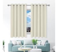 MENGXUAN Cortina para Ventana Dormitorio Visillos 330 x 245 cm Poliéster, 100% Blackout con Ojales Cortina Habitacion Opaca Termica per Camera da Letto e Soggiorno, Beige